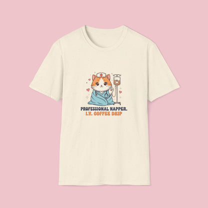 The Professional Napper Cat Nurse Tee - I.V. Coffee Edition