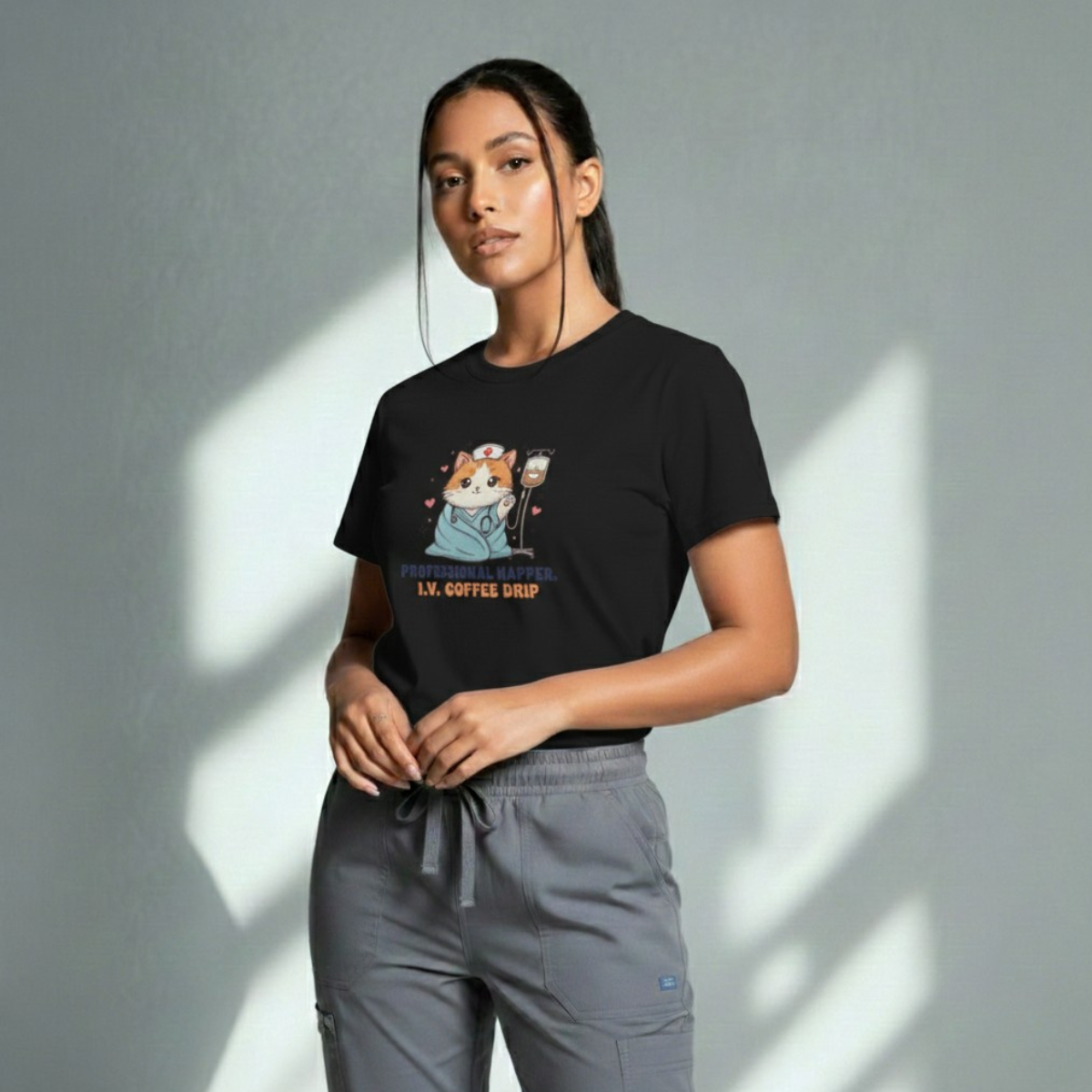 The Professional Napper Cat Nurse Tee - I.V. Coffee Edition