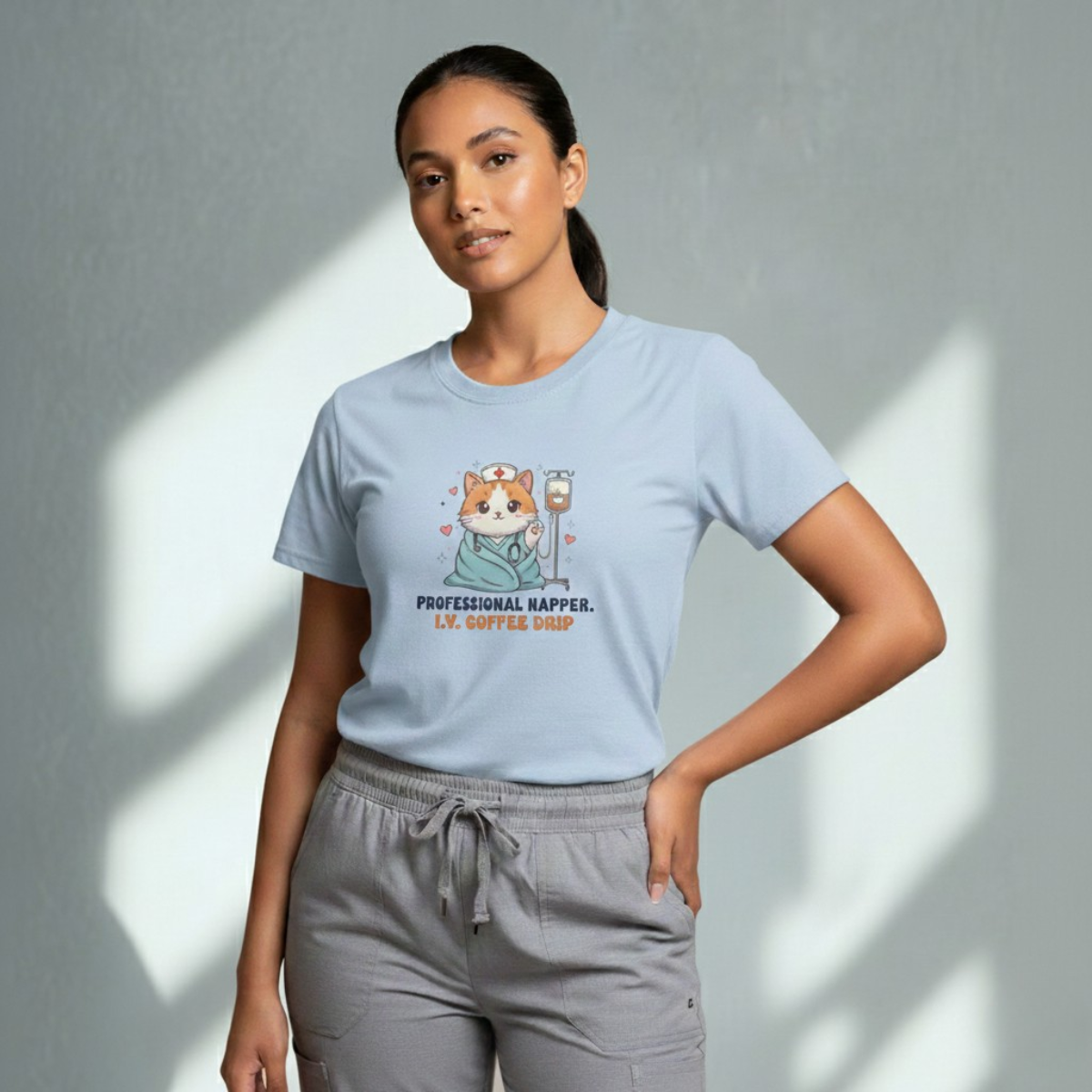 The Professional Napper Cat Nurse Tee - I.V. Coffee Edition