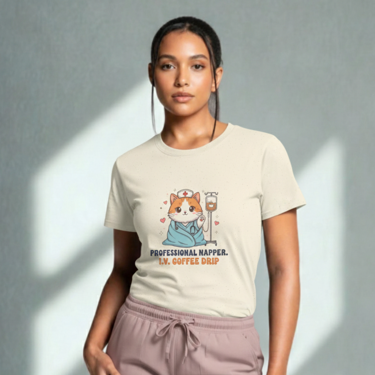 The Professional Napper Cat Nurse Tee - I.V. Coffee Edition