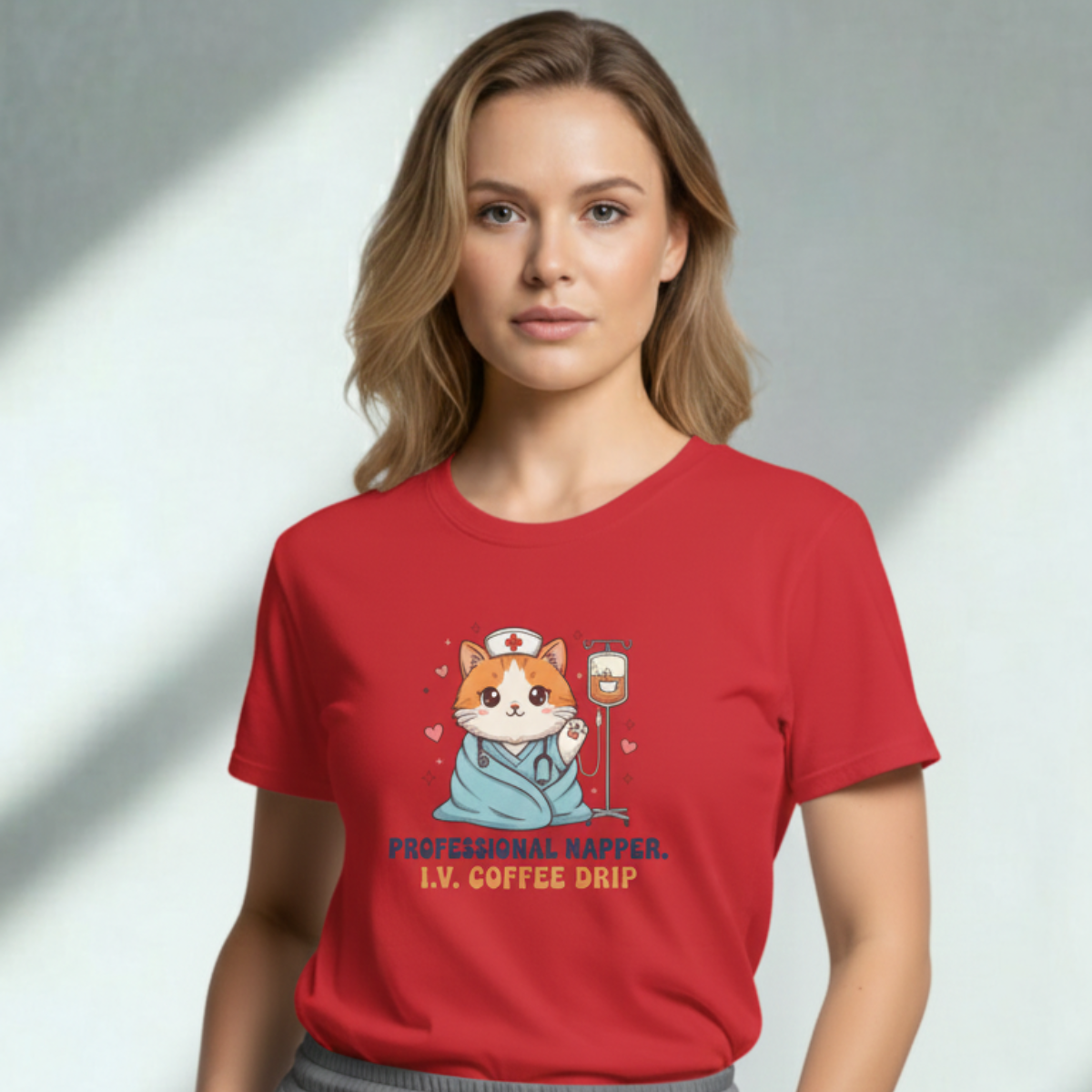 The Professional Napper Cat Nurse Tee - I.V. Coffee Edition